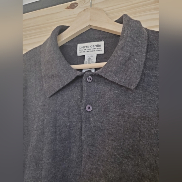Vintage Pierre Cardin Grey 100% Italian Merino Wool Size XL Collared Shirt - Picture 4 of 7